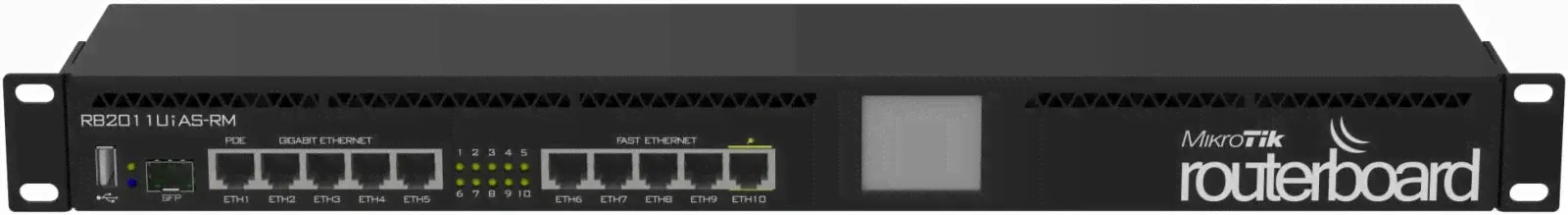 Маршрутизатор MikroTik RB2011UiAS-RM для монтажа в стойку 5xLAN 5xGbit LAN 1xSFP, | РБ2011УиАС-РМ-0