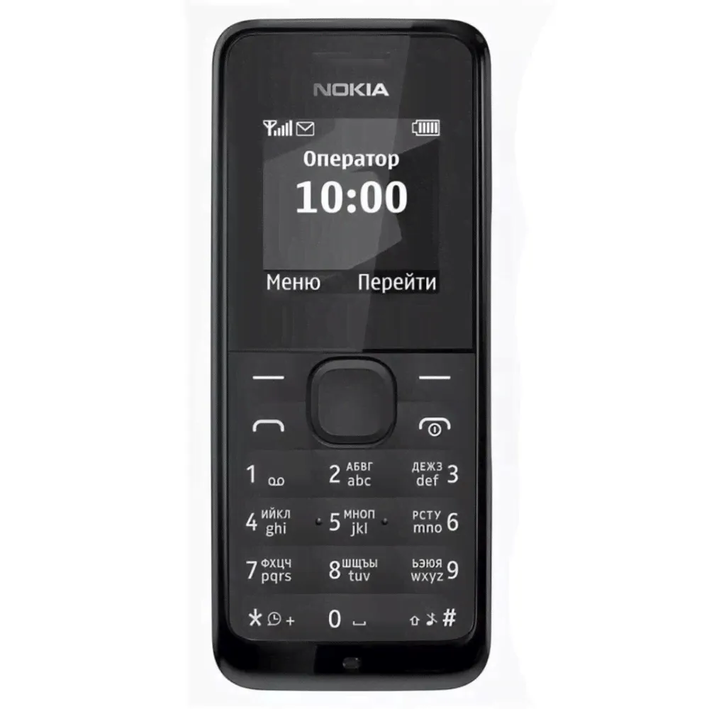 Телефон кнопочный NOKIA 1050/105 Черный (2G, 1SIM, RM-908)